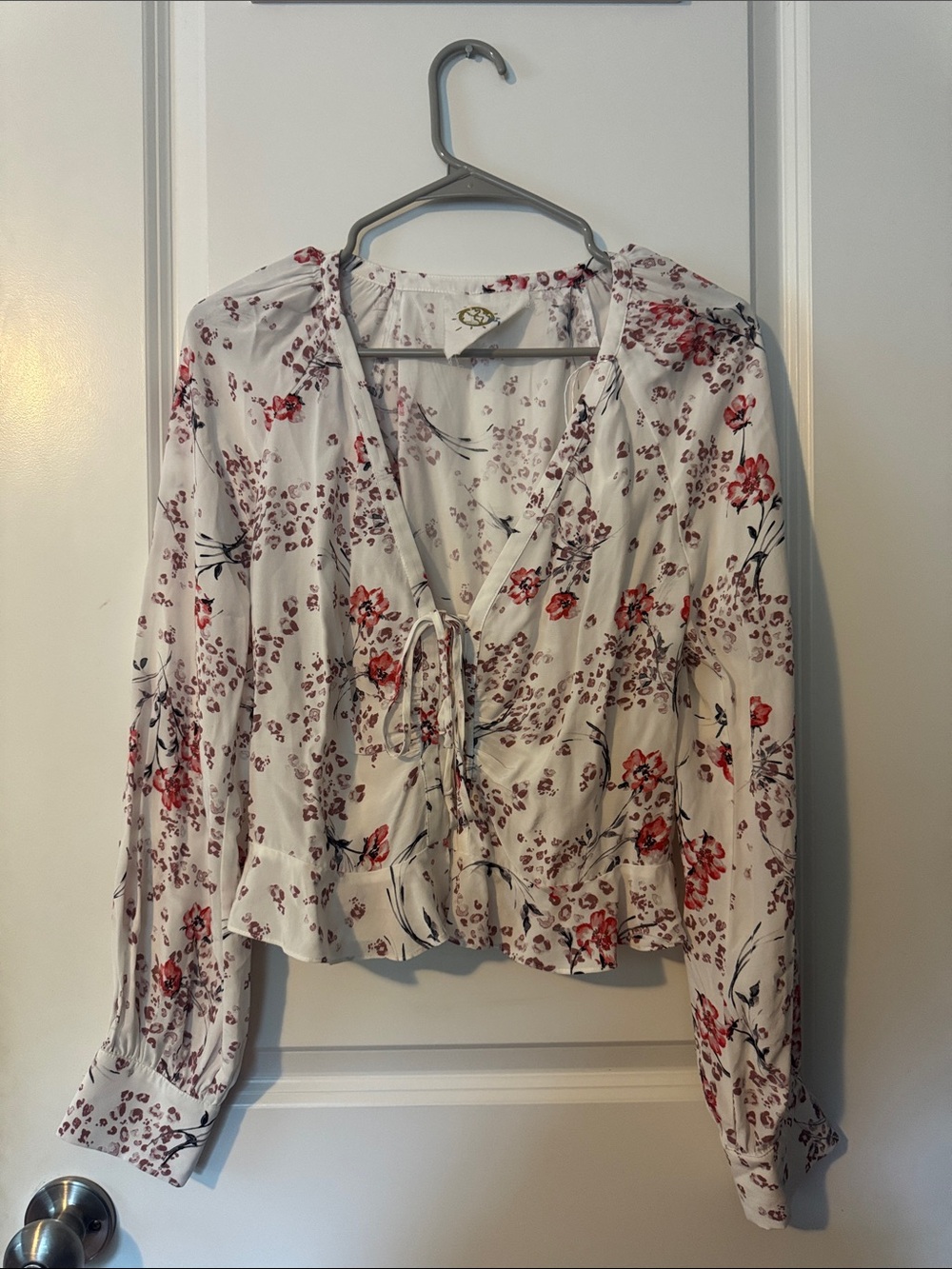 Blue Life Emi Boho floral White pink Long Sleeve Blouse Women’s Small